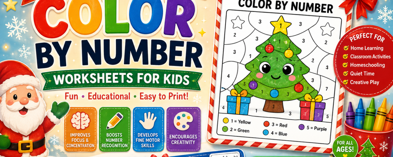free printable color by number worksheets