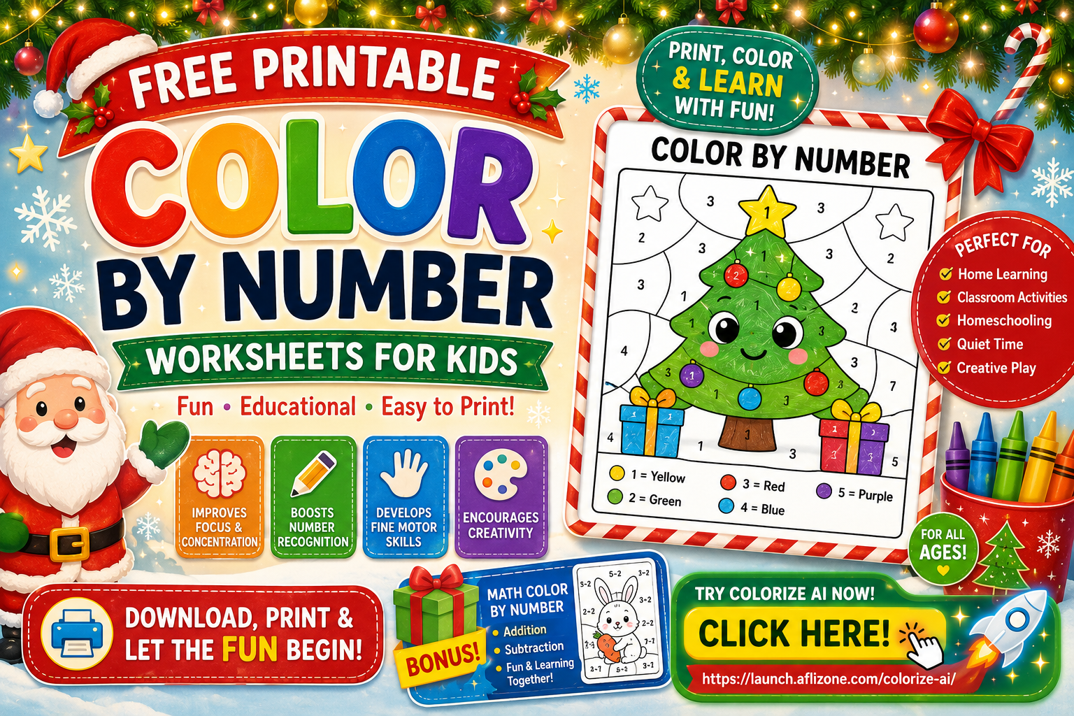 Free Printable Color by Number Worksheets for Kids (Fun & Educational)